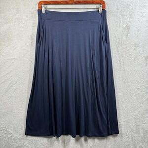 Boden Maxi Skirt Women's Size 14 Navy Blue Pull On Stretch Viscose Casual Boho